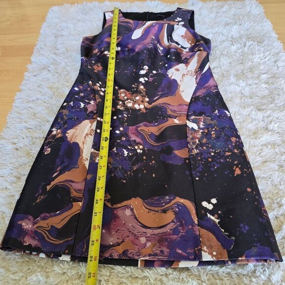 Karen Millen 6 Modern Marble Shift Mini Dress Silk Blend Sleeveless Cocktail - Picture 8 of 9